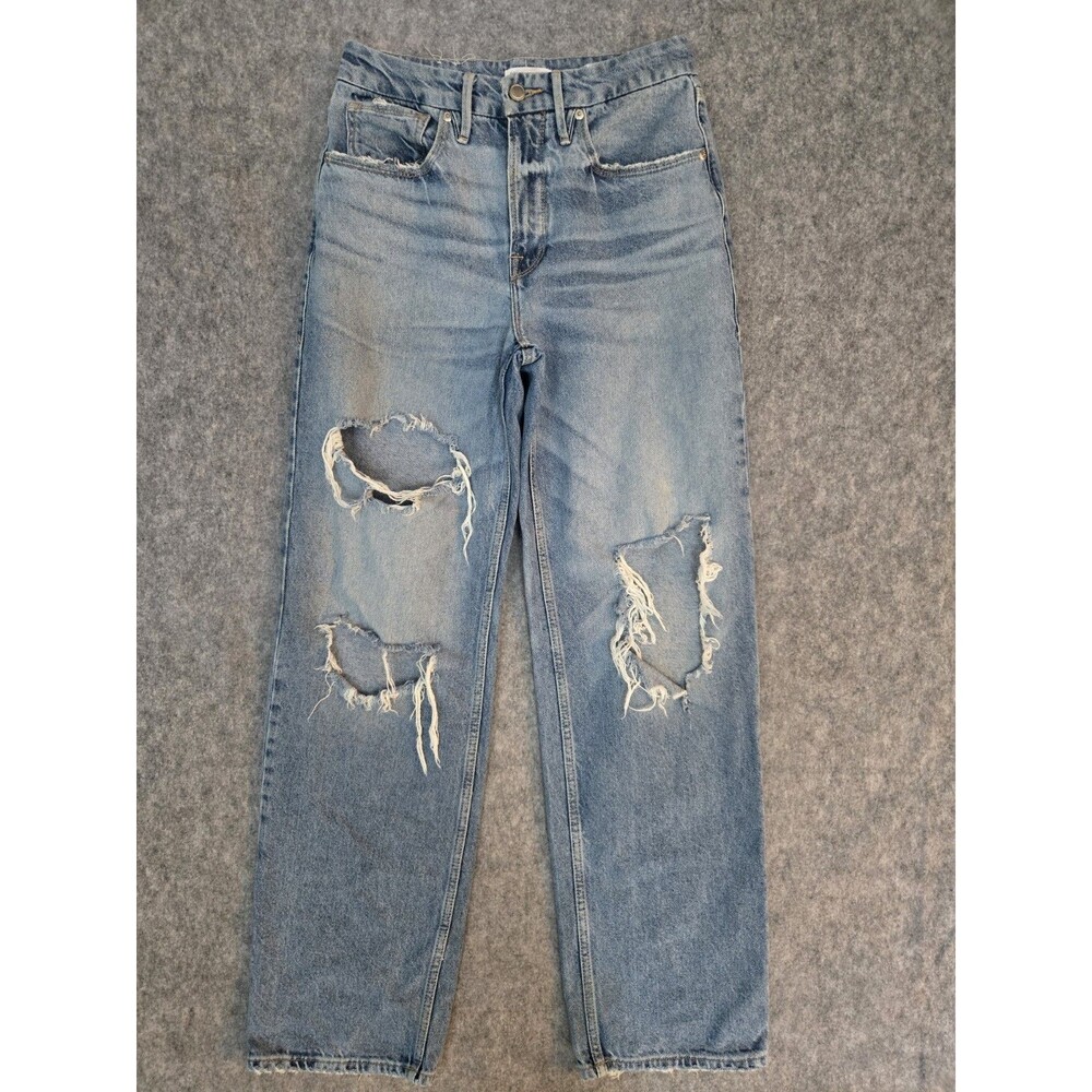 Good American Good 90s Relaxed High Rise Distressed Jeans GNI050T Blue Size 4/27